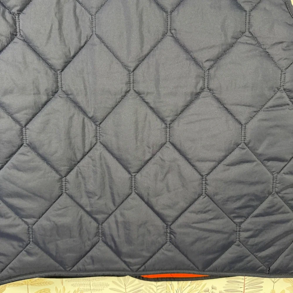 Jack Spade New York Mens Quilted Vest Navy Blue Orange Lining Medium Hexagon